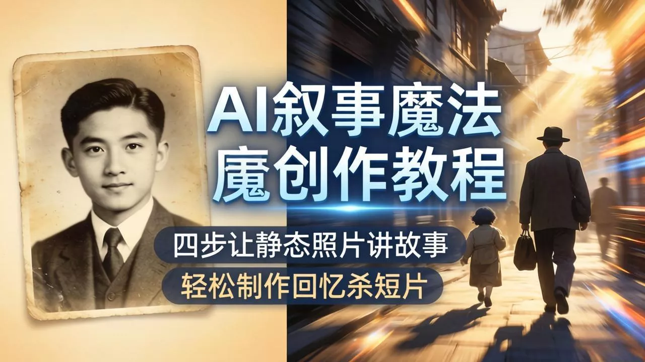 AI叙事魔法创作教程，四步让静态照片讲故事，老照片修复加动态特效，轻松制作回忆杀短片 - 网创在线