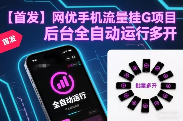 【首发】网优手机流量挂G项目,后台全自动运行,可无限批量多开【揭秘】 【首发】网优手机流量挂G项目,后台全自动运行,可无限批量多开【揭秘】