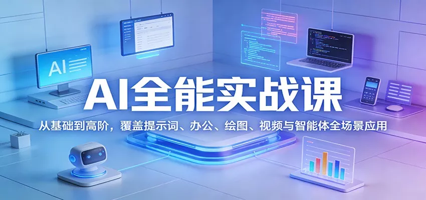 AI全能实战课：从基础到高阶，覆盖提示词、办公、绘图、视频与智能体全场景应用 - 网创在线