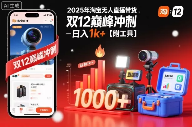 2025年淘宝无人直播带货，冲刺双12，日入1k+【附工具】【揭秘】 - 网创在线