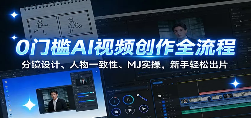 0门槛AI视频创作全流程：分镜设计、人物一致性、MJ实操，新手轻松出片 - 网创在线