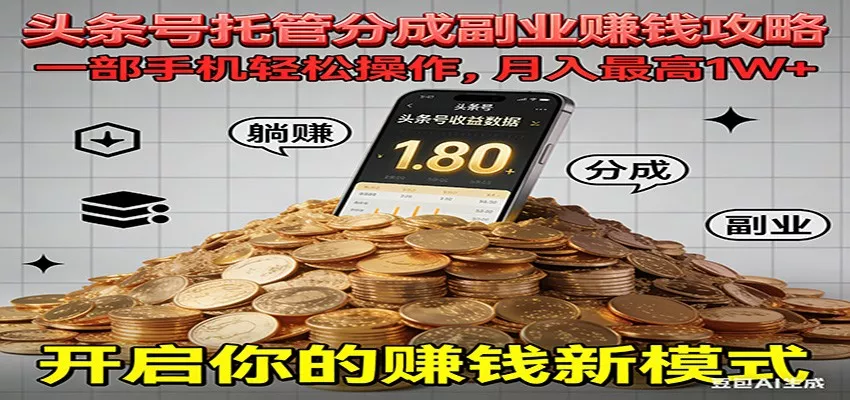 全程托管今日头条，一部手机就可以开干，最高躺赚1W+ - 网创在线