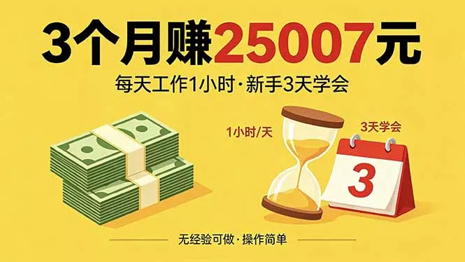3个月赚钱25007元，每天工作1个小时，新手3天全部学会！ - 网创在线