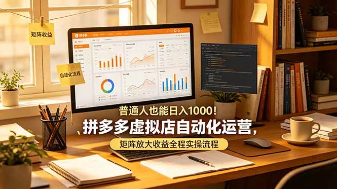 普通人也能日入 1000！拼多多虚拟店自动化运营，矩阵放大收益全程实操流程 - 网创在线