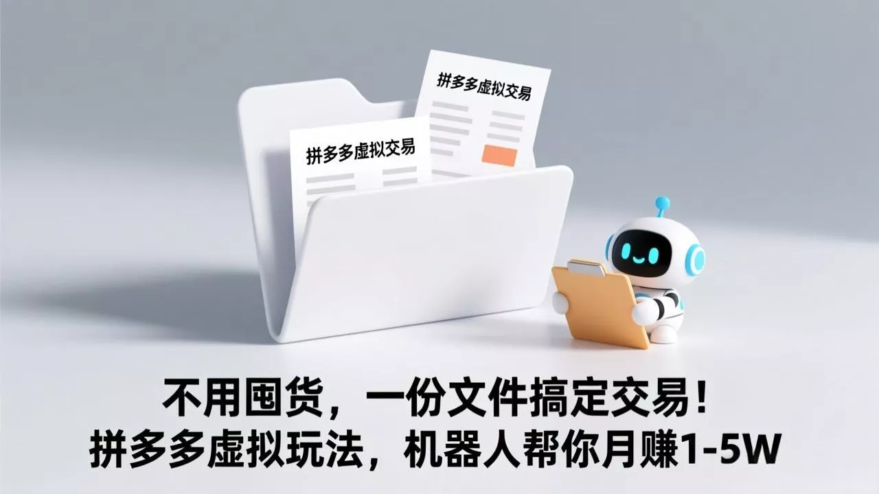 不用囤货，一份文件搞定交易！拼多多虚拟玩法，机器人帮你月赚 1-5W - 网创在线