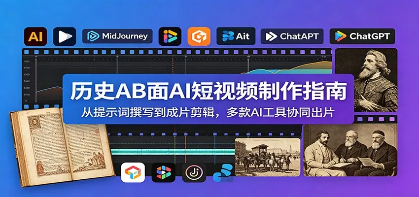 历史AB面AI短视频制作指南：从提示词撰写到成片剪辑，多款AI工具协同出片 - 网创在线
