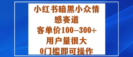小红书暗黑小众情感赛道，客单价100-300+用户量很大，0门槛即可操作 - 网创在线