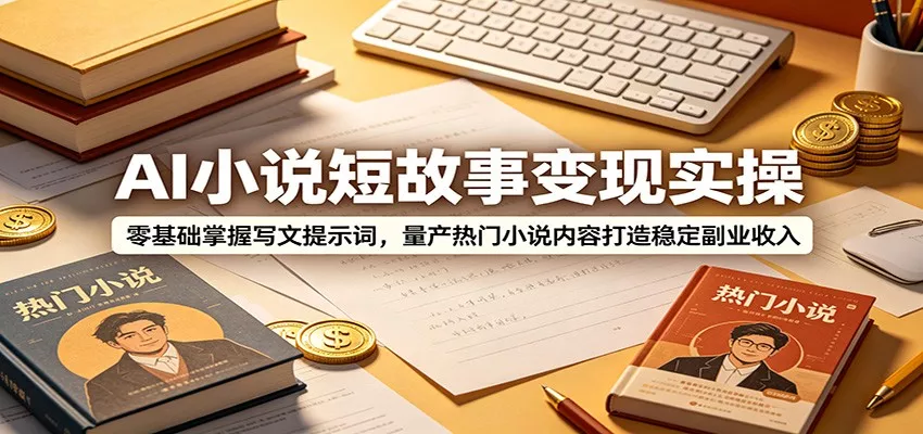 AI小说短故事变现实操:零基础掌握写文提示词,量产热门小说内容打造稳定副业收入 - 网创在线