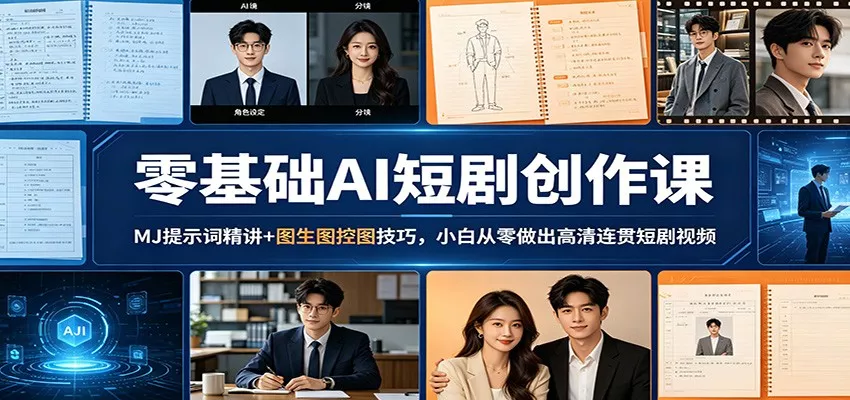 零基础AI短剧创作课：MJ提示词精讲+图生图控图技巧，小白从零做出高清连贯短剧视频 - 网创在线