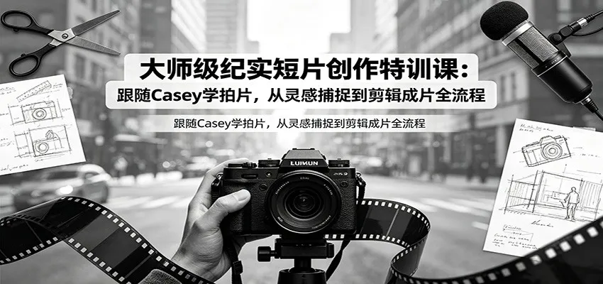大师级纪实短片创作特训课：跟随Casey学拍片，从灵感捕捉到剪辑成片全流程 - 网创在线