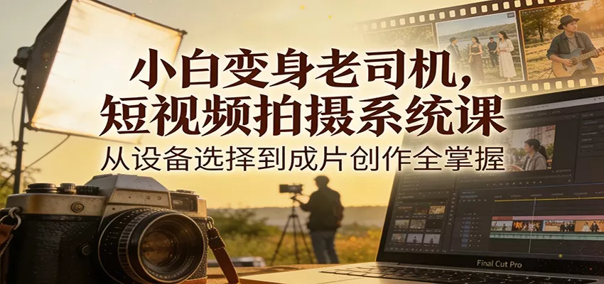 小白变身老司机，短视频拍摄系统课，从设备选择到成片创作全掌握 - 网创在线