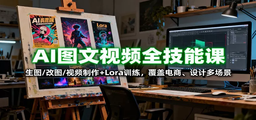 AI图文视频全技能课：生图/改图/视频制作+Lora训练，覆盖电商 、设计多场景 - 网创在线