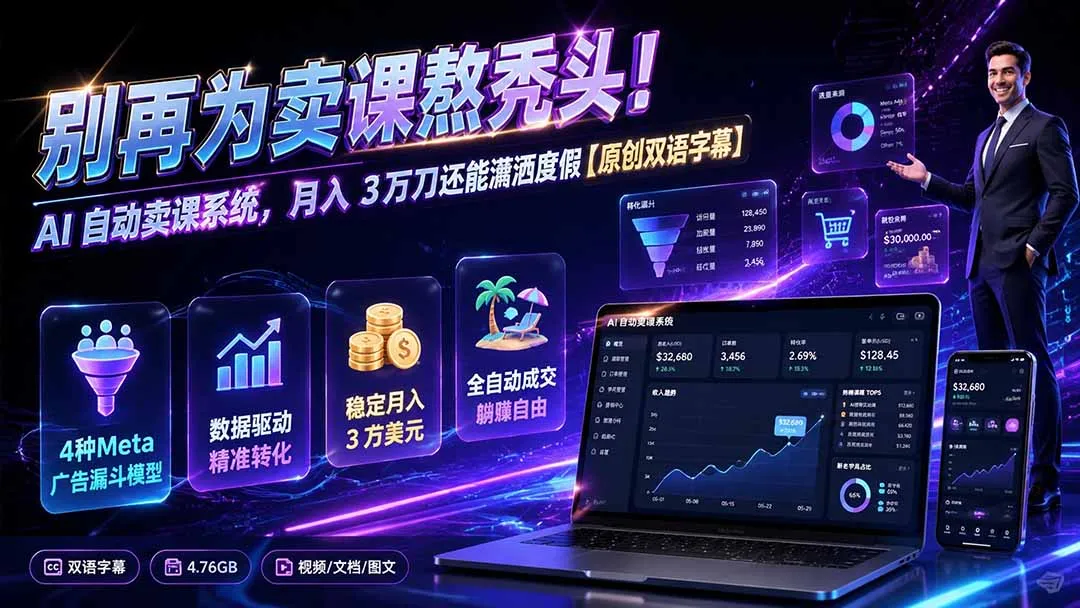 别再为卖课熬秃头!AI 自动卖课系统,月入 3 万刀还能潇洒度假【原创双语字幕】 - 网创在线