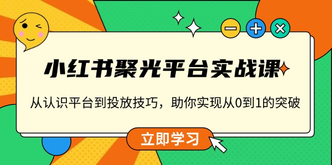 小红书 聚光平台实战课，从认识平台到投放技巧，助你实现从0到1的突破-网创在线