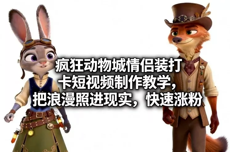 疯狂动物城情侣装打卡短视频制作教学，把浪漫照进现实，快速涨粉 - 网创在线