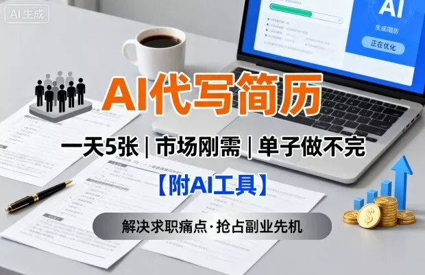 AI代写简历，一天5张，今年找工作难，市场刚需，单子做不完【附AI工具】 - 网创在线