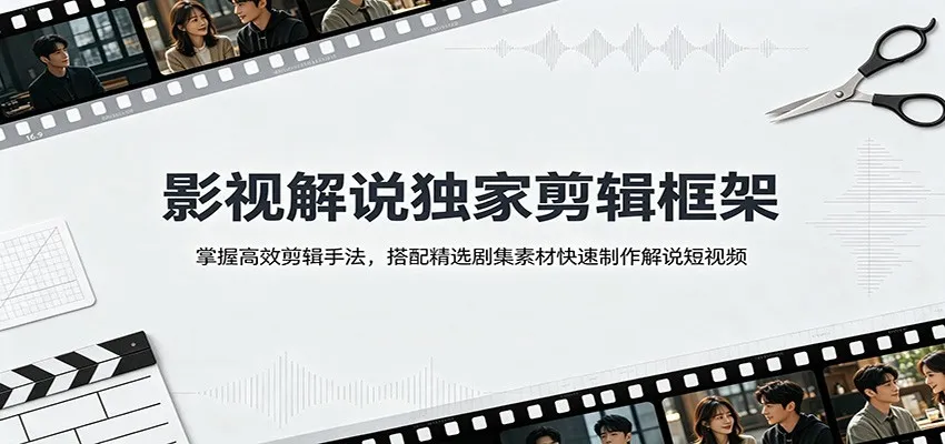 影视解说独家剪辑框架：掌握高效剪辑手法，搭配精选剧集素材快速制作解说短视频 - 网创在线