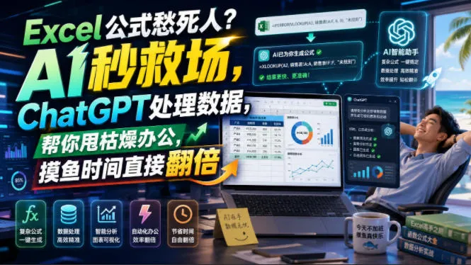 Excel公式愁死人？AI秒救场，ChatGPT处理数据，帮你甩枯燥办公，摸鱼时间直接翻倍【原创双语字幕】 - 网创在线