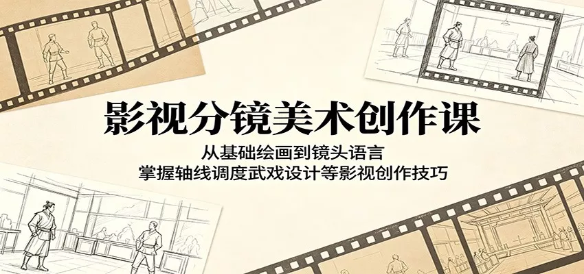 影视分镜美术创作课：从基础绘画到镜头语言，掌握轴线调度武戏设计等影视创作技巧 - 网创在线