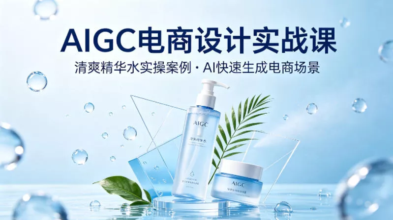 AIGC电商设计实战课，以清爽精华水为实操案例，教你用AI快速生成电商场景 - 网创在线