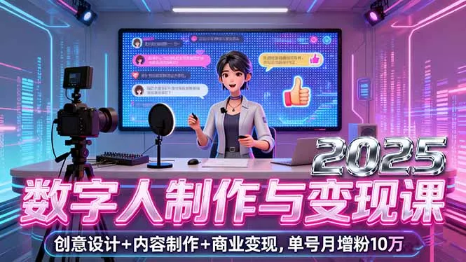 2025数字人制作与变现课，创意设计+内容制作+商业变现，单号月增粉10万+ - 网创在线