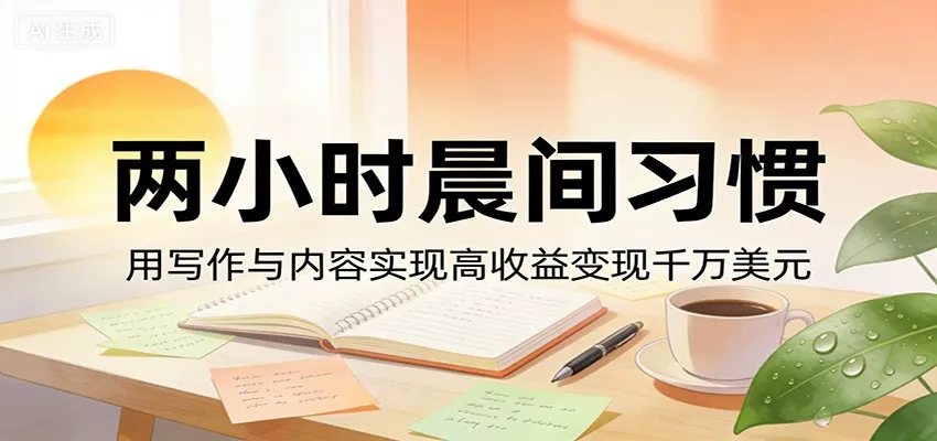 付费文章：两小时晨间习惯，用写作与内容实现高收益变现千万美元 - 网创在线