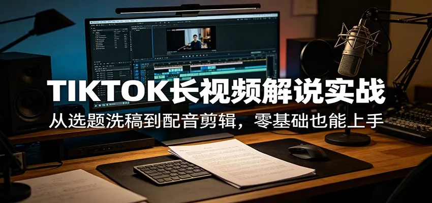 TIKTOK长视频解说实战：从选题洗稿到配音剪辑，零基础也能上手 - 网创在线