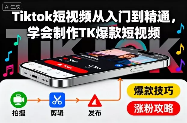 Tiktok短视频从入门到精通，学会制作TK爆款短视频 - 网创在线