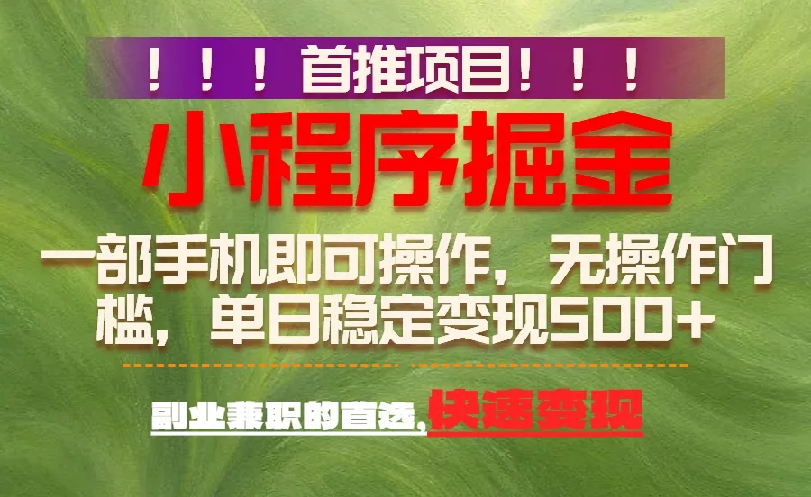 首推项目：一部手机轻松日入500+，简单易上手，长期可做，副业首选 - 网创在线