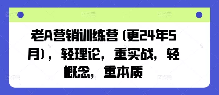 老A营销训练营(更25年10月)，轻理论，重实战，轻概念，重本质 - 网创在线