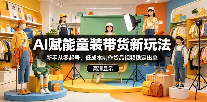 AI赋能童装带货新玩法，新手从零起号，低成本制作货品视频稳定出单 - 网创在线