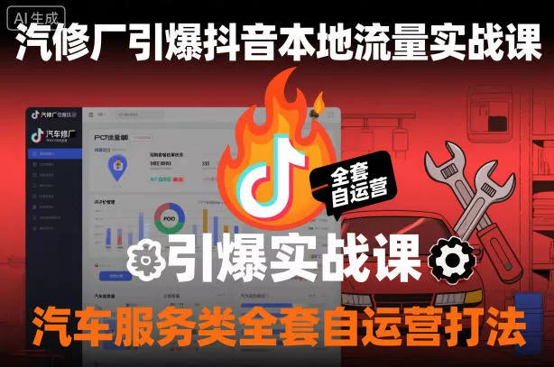 汽修厂引爆抖音本地流量实战课，汽车服务类全套自运营打法 - 网创在线