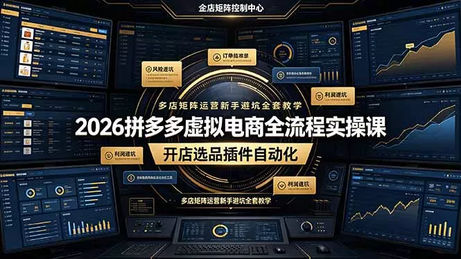 2026拼多多虚拟电商全流程实操课，开店选品插件自动化，多店矩阵运营新手避坑全套教学 - 网创在线