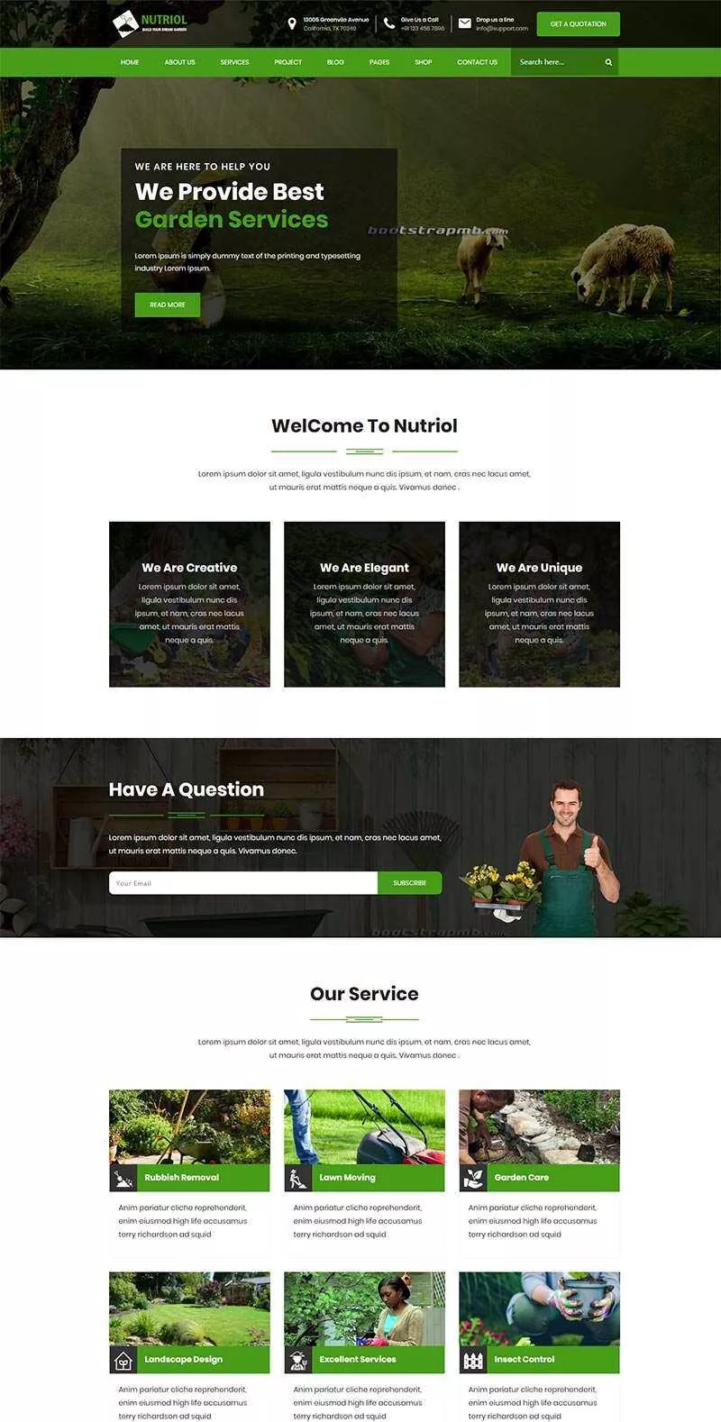 Bootstrap花园设计服务网站html模板 - 网创在线