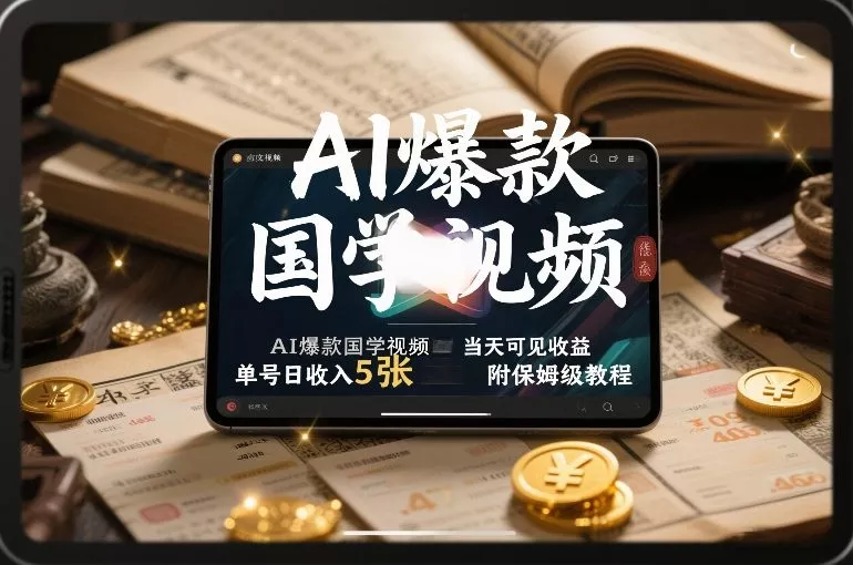 AI爆款国学视频，独家起号方法，小白直接上手，当天可见收益，单号日收入5张+附保姆级教程 - 网创在线