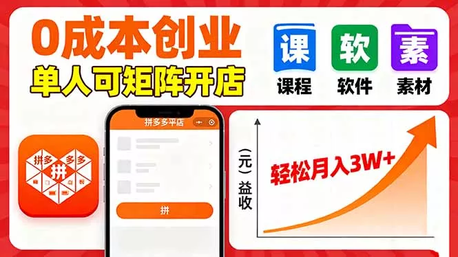 拼多多虚拟电商，0成本，单人可矩阵开店，轻松月入3W+ - 网创在线