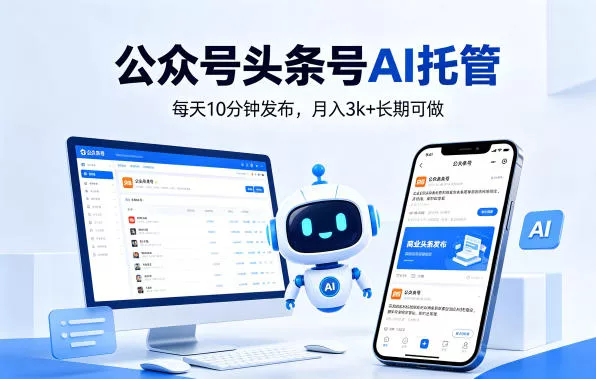 公众号头条号AI托管，我提供作品，你每天10分钟发布，月入3k+长期可做【揭秘】 - 网创在线
