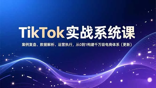 TikTok实战系统课，案例复盘、数据解析、运营执行，从0到1构建千万级电商体系(更新 - 网创在线