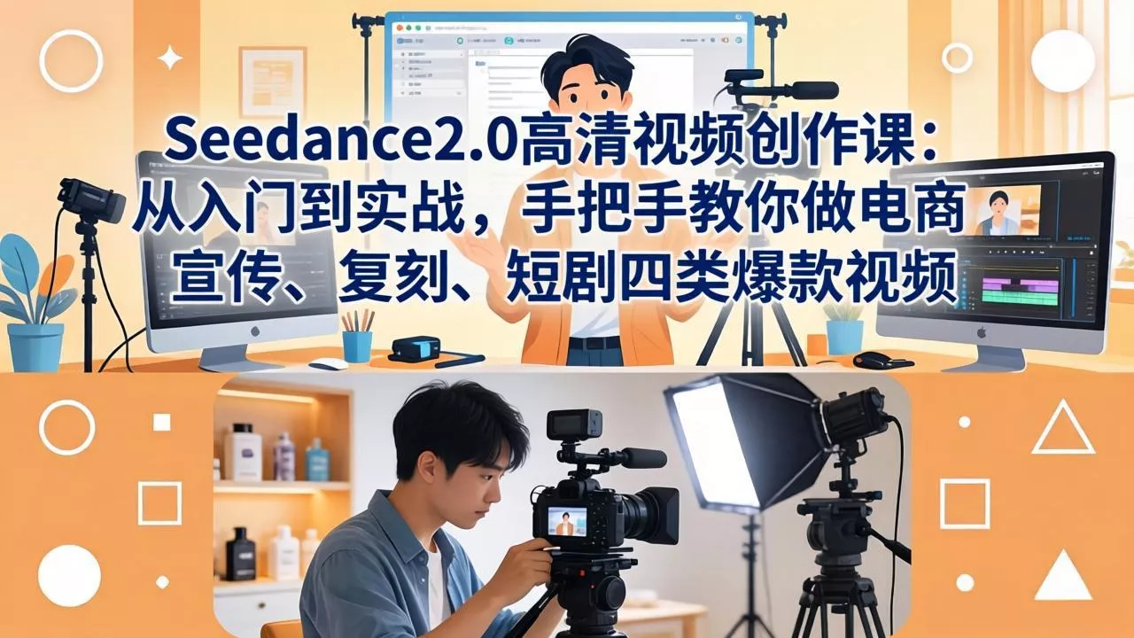Seedance2.0高清视频创作课：从入门到实战，手把手教你做电商、宣传、复刻、短剧四类爆款视频 - 网创在线