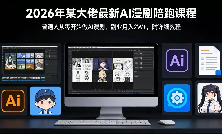 26年某大佬最新Ai漫剧陪跑课程，普通人从零开始做AI漫剧，副业月入2W+ - 网创在线