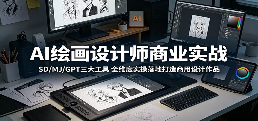 AI绘画设计师商业实战：SD/MJ/GPT三大工具，全维度实操落地打造商用设计作品 - 网创在线