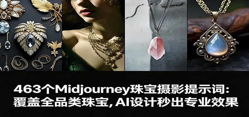 463个Midjourney珠宝摄影提示词：覆盖全品类珠宝，AI设计秒出专业效果 - 网创在线