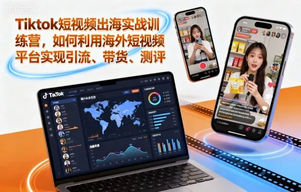 Tiktok短视频出海实战训练营，如何利用海外短视频平台实现引流、带货、测评 - 网创在线
