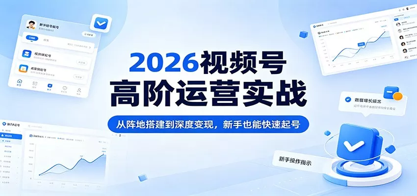 2026视频号高阶运营实战：从阵地搭建到深度变现，新手也能快速起号 - 网创在线