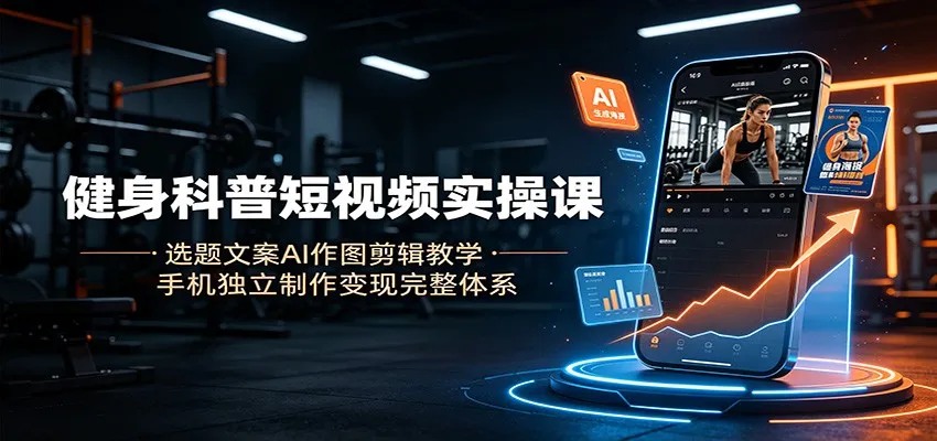 健身科普短视频实操课：选题文案AI作图剪辑教学，手机独立制作变现完整体系 - 网创在线