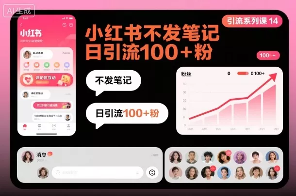 引流系列课14：小红书不发笔记日引流100+粉 - 网创在线