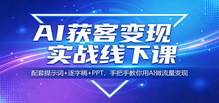 AI获客变现实战线下课：配套提示词+逐字稿+PPT，手把手教你用AI做流量变现 - 网创在线