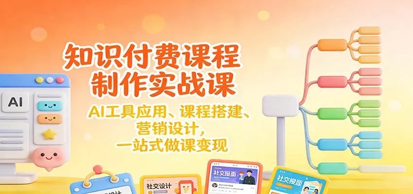 知识付费课程制作实战课：AI工具应用 、课程搭建、营销设计，一站式做课变现 - 网创在线
