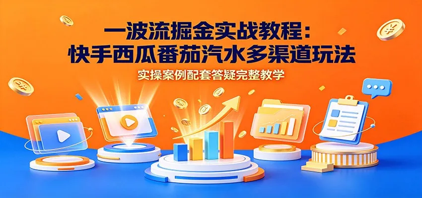 一波流掘金实战教程:快手西瓜番茄汽水多渠道玩法,实操案例配套答疑完整教学 - 网创在线