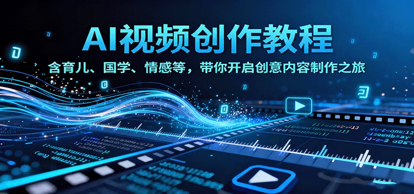 AI视频创富课，含育儿、国学、情感等，带你开启创意内容制作之旅 - 网创在线